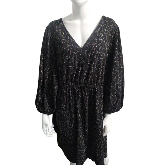 Ava & Viv Women's Size 1X Floral Puff sleeve Ribbed Casual Feminine Boho Dress - Picture 4 of 11